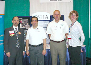 From left to right: Scott Berger, Director of CCPS , Winfred Marrero, Industrial Hygienist, Region IV, Tampa, Florida Area Office, USDOL-OSHA, Keith Piercy, Industrial Hygienist, Region IV, Tampa, Florida Area Office, USDOL-OSHA, and Karen Person, CCPS Project Engineer at the 21st Annual CCPS International Conference