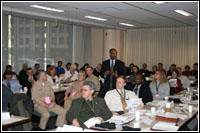 FEMA Logistics Management Directorate Assistant Administrator Eric Smith fields questions on resourcing catastrophic events. FEMA news photo/Mike Howard