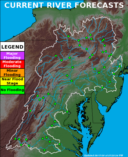 View of forecast river conditions