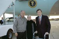 President George W. Bush met Joe Morrison upon arrival in Willow Grove, Pennsylvania, on Thursday, October 28, 2004.  Morrison, 54, is an active volunteer with the Greater Delaware Valley National Multiple Sclerosis chapter and Gilda’s Club of Delaware Valley.