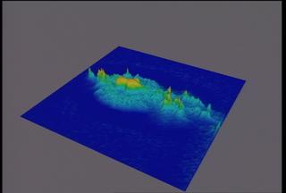 Using the surrounding unsaturated but highly blurred data. The method is able to reconstruct the emission peaks that occupy the saturated region.