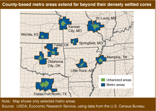 Map: County-based metro areas extend far beyond their densely settled cores