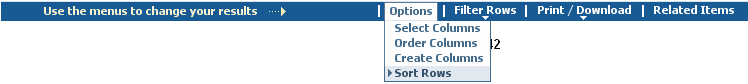 Options--Sort Rows