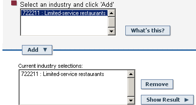 Adding an industry to current industry selections