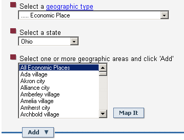 Select Geography--All places in a state