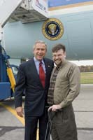 President George W. Bush met Dan Yeric upon arrival in Canton, Ohio, on Friday, October 22, 2004.  Yeric, a student at The University of Akron, is an active volunteer with Akron Children’s Hospital.