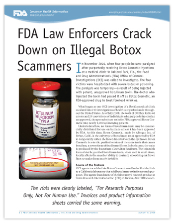 Cover page of PDF version of this article, including photo of botox vial with close up on label stating for research purposes only, not for human use.