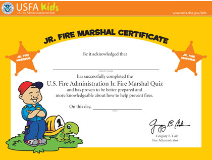 Jr. Fire Marshal Certificate