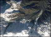 Space Shuttle view after Kolka Glacier Collapse