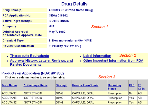 Sample Drug Details page
