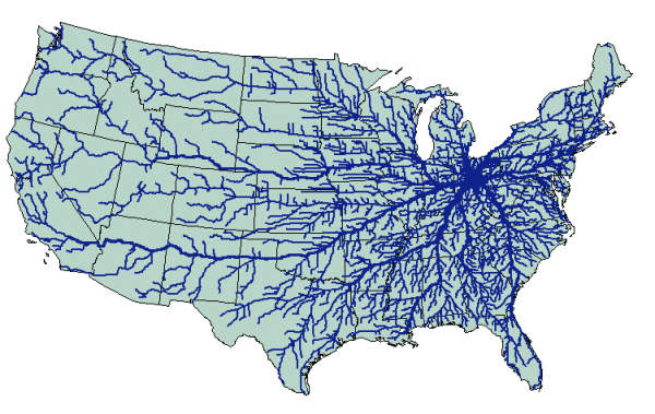 image of the United States showing domestic truck freight flows from and to Ohio