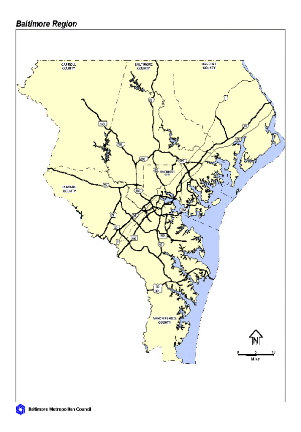 map of the Baltimore region