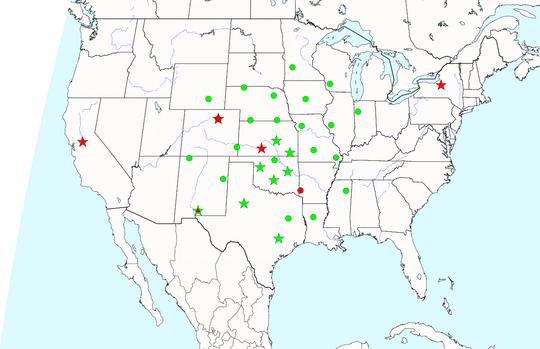 Map of profiler locations in the US and Canada.