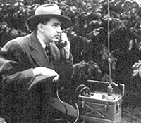 Photograph of Special Agent using radio