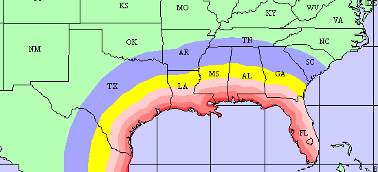 Wind MEOW for a Hurricane with winds of 144mph and a forward speed of 14mph