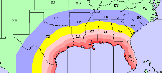 Wind MEOW for a Hurricane with winds of 144mph and a forward speed of 20mph