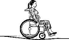 wheelchair user rolls curb ramp