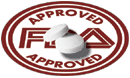 Pills lying upon a logo reading: FDA Approved