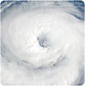 A NASA satellite photo of a hurricane.