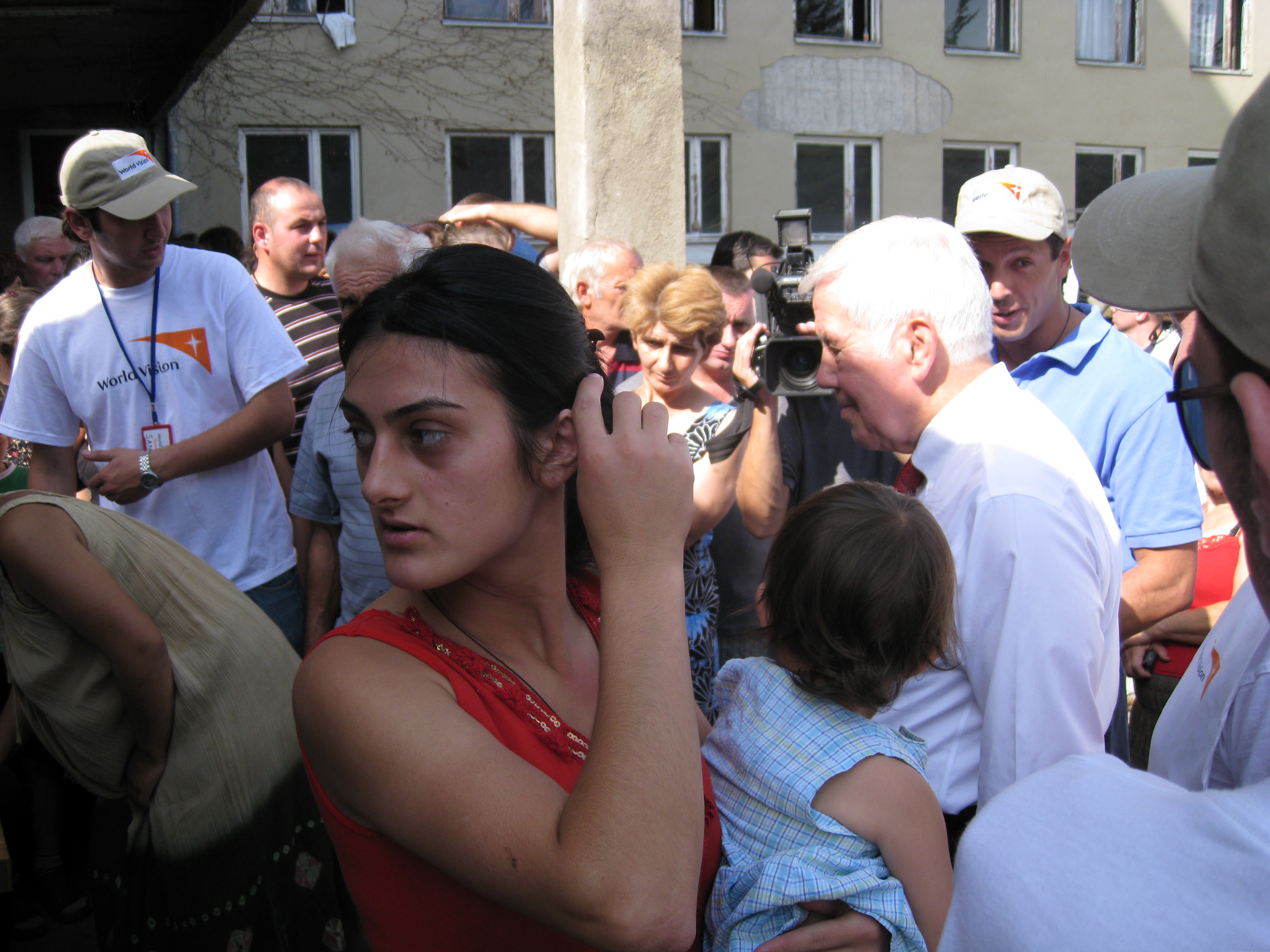 Senator Lugar with refugees in Georgia