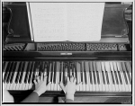 Piano keyboard. Piano with hands playing II