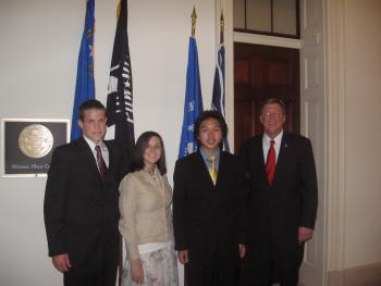 Congressman Porter meets with Kenny Chen, Ashley Cohen, and Chance Jones, high school students from Las Vegas.