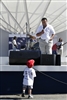 Kelly Wright, reporter and Fox News Channel anchor, says hello to a little boy before a concert at the Pentagon by the Oak Ridge Boys after the 2008 National America Supports You Freedom Walk in Washington, D.C., Sept. 7, 2008. Wright was the master of ceremonies for the event.