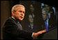 President George W. Bush delivers remarks Thursday, March 6, 2008, during the commemoration of the 5th anniversary of the U.S. Department of Homeland Security. The President told his audience, ".It's your vigilance and your hard work that have helped keep this country safe. And so I want to thank you." White House photo by Chris Greenberg