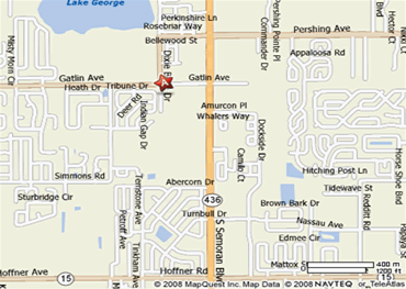 Map showing the location of the Orlando Card Center