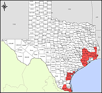 Map of Declared Counties for Disaster 1439