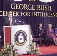 Picture of CIA Director George Tenet Introducing former President George Bush at the dedication ceremony for the George Bush Center for Intelligence