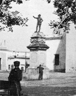 A statue in a town square.