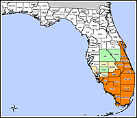 Map of Declared Counties for Disaster 1609