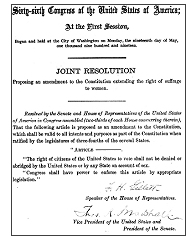 House Joint Resolution 1 proposing the 19th amendment to the states