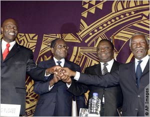 Un accord de partage du pouvoir a été déclaré au Zimbabwé