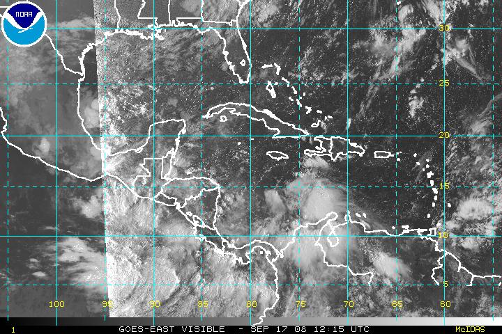 Latest Visible Satellite Image over the Hurricane Sector