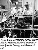 photo - 1977: DEA Chemists Chuck Harper and Al Spurling analyzed findings at the Special Testing and Research Lab.