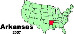 United States map showing the location of Arkansas