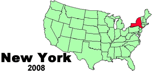United States map showing the location of New York