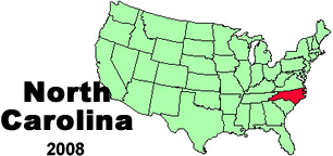 United States map showing the location of North Carolina