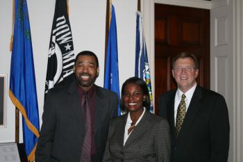 Congressman Porter with Vershaun Ragland and Ernest Fountain