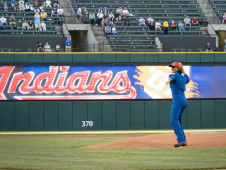Astronaut Suni Williams throwing out a ceremonial first pitch in 2007.