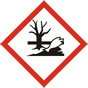 Symbol in a red diamond-shaped warning border that will appear on chemicals which are acutely hazardous to fish, crustacea, or aquatic plants