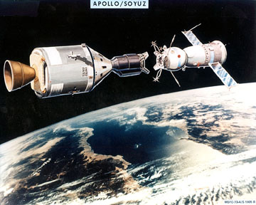 Drawing of Apollo-Soyuz docking