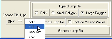 Figure 19: Choose FLT from the Choose File Type drop-down menu to generate a float file