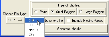 Figure 5: Choose SHP from the Choose File Type drop-down menu