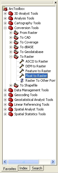 Figure 24: Expand Conversion Tools, then expand To Raster