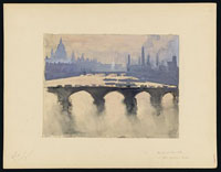 Joseph Pennell, artist. Out of my London window: dome and spires and chimneys, mist and smoke