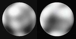 Pluto is so far from Earth that even powerful telescopes reveal little detail of its surface. The Hubble Space Telescope gathered the light for the pictures of Pluto shown here.