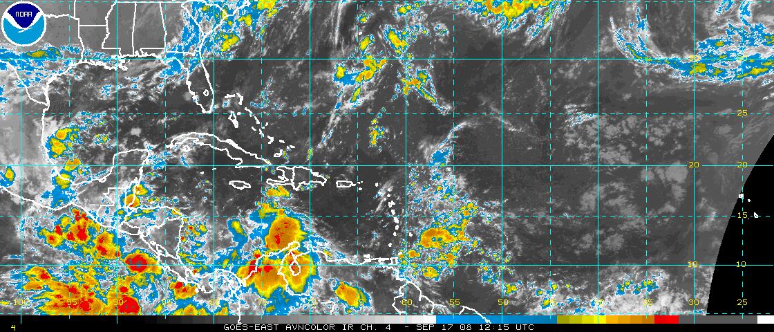 This is a GOES or METEOSAT infrared satellite picture of a portion of the tropical Atlantic basin. Please be patient while the latest satellite image loads.